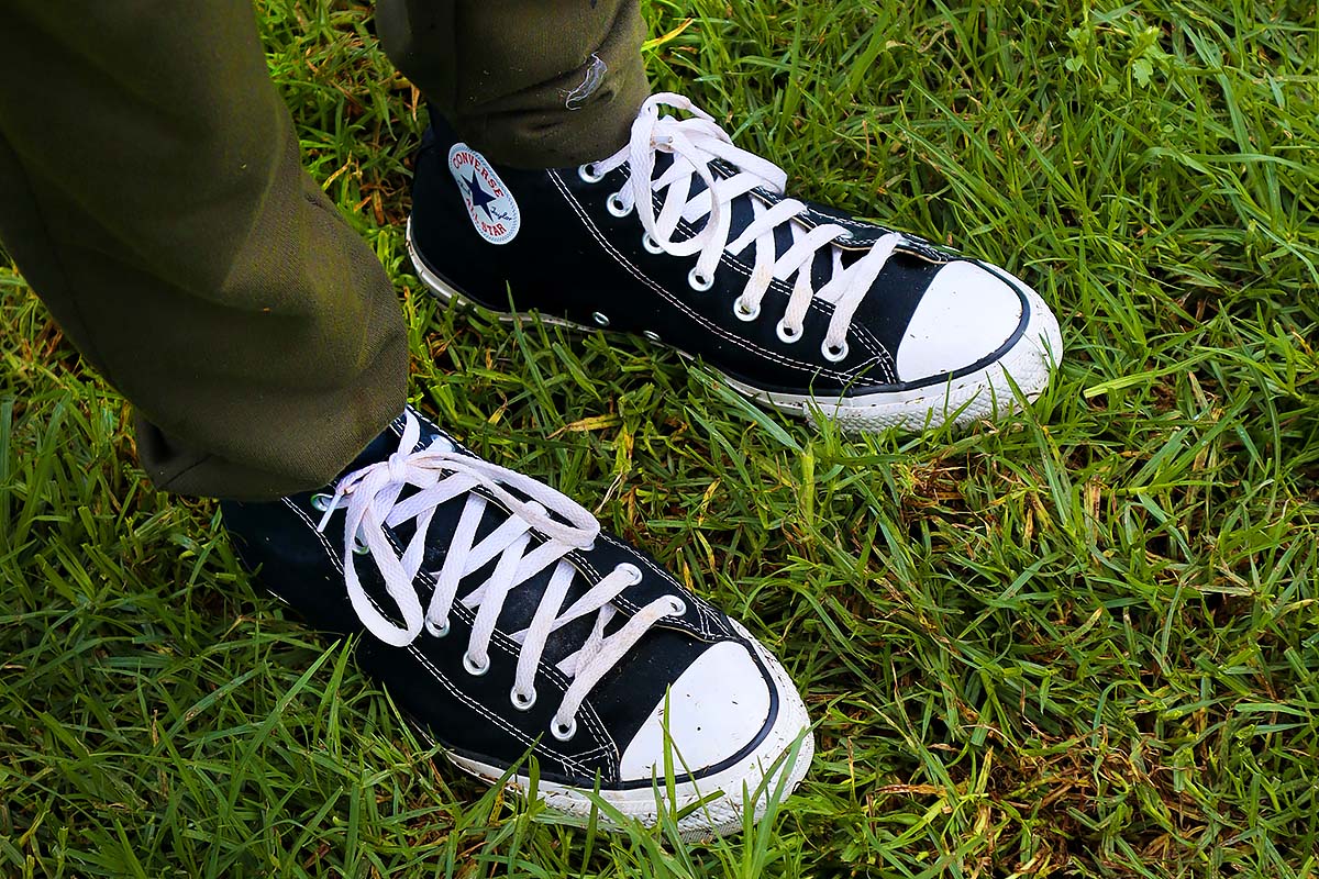 White Converse sneaker laces