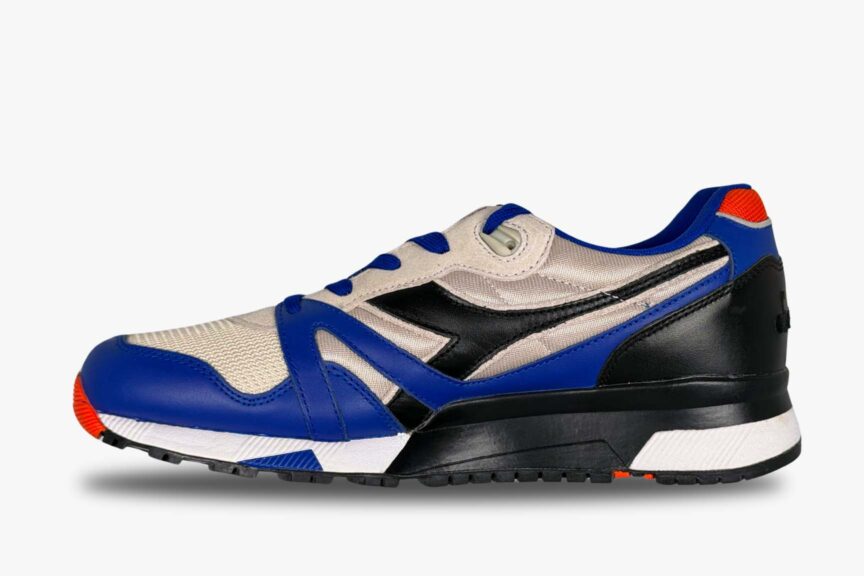 Diadora N9000 Mens Running + Tennis Sneakers Blue Orange Wind Grey left