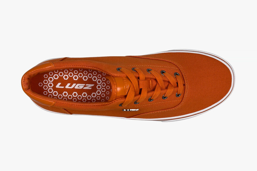 Lugz Mens Flip Canvas Low-top Sneakers, Orange, top