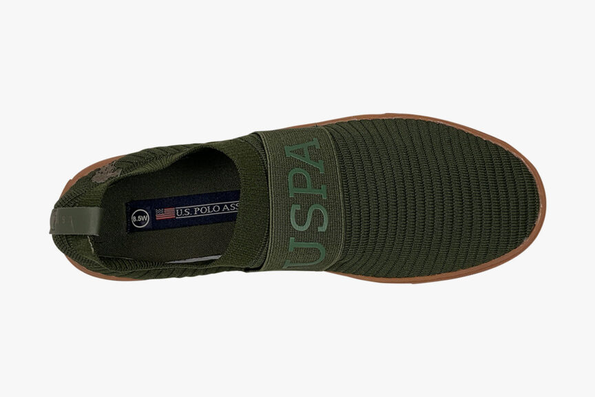 US Polo Association (USPA) Graphic Retro Slip-on Mens Sneakers, green, top