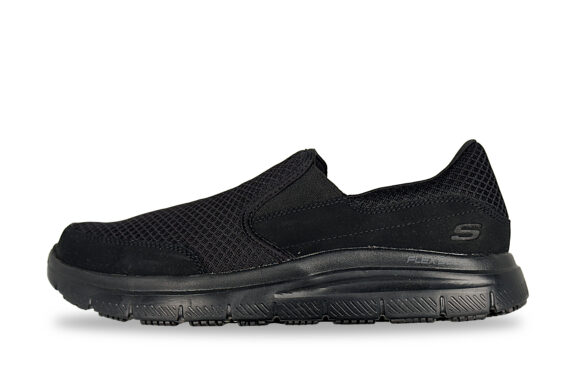 Skechers Slip Resistant Relax Fit Memory Foam Slip on Sneakers black left