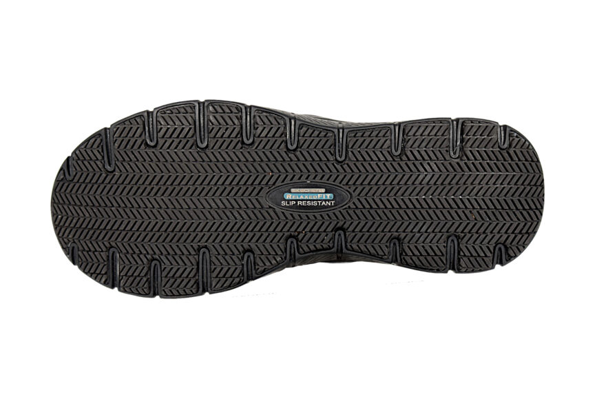 Skechers Slip Resistant Relax Fit Memory Foam Slip on Sneakers black sole
