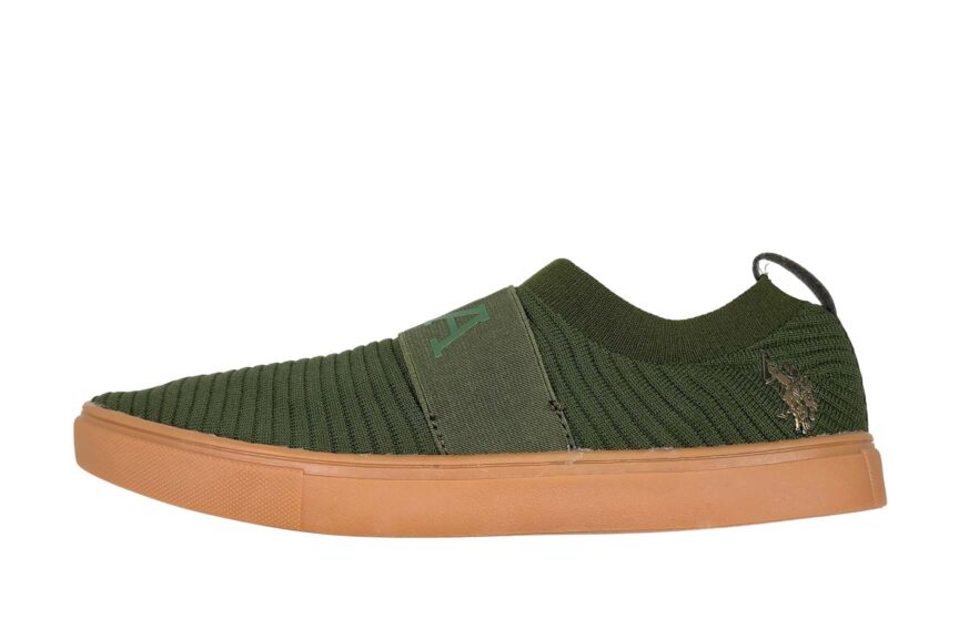 USPA US Polo Association Women's Loafer Sneaker Comfort Green Fabric Slip On left