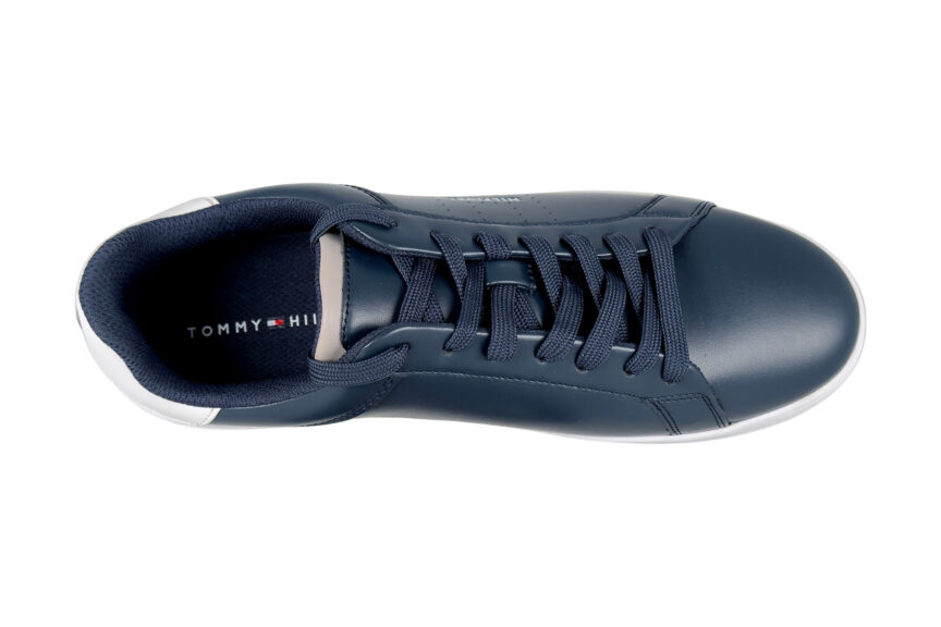 Tommy Hilfiger Logo Leather Cupsole Men's Sneakers Blue Size 10 top