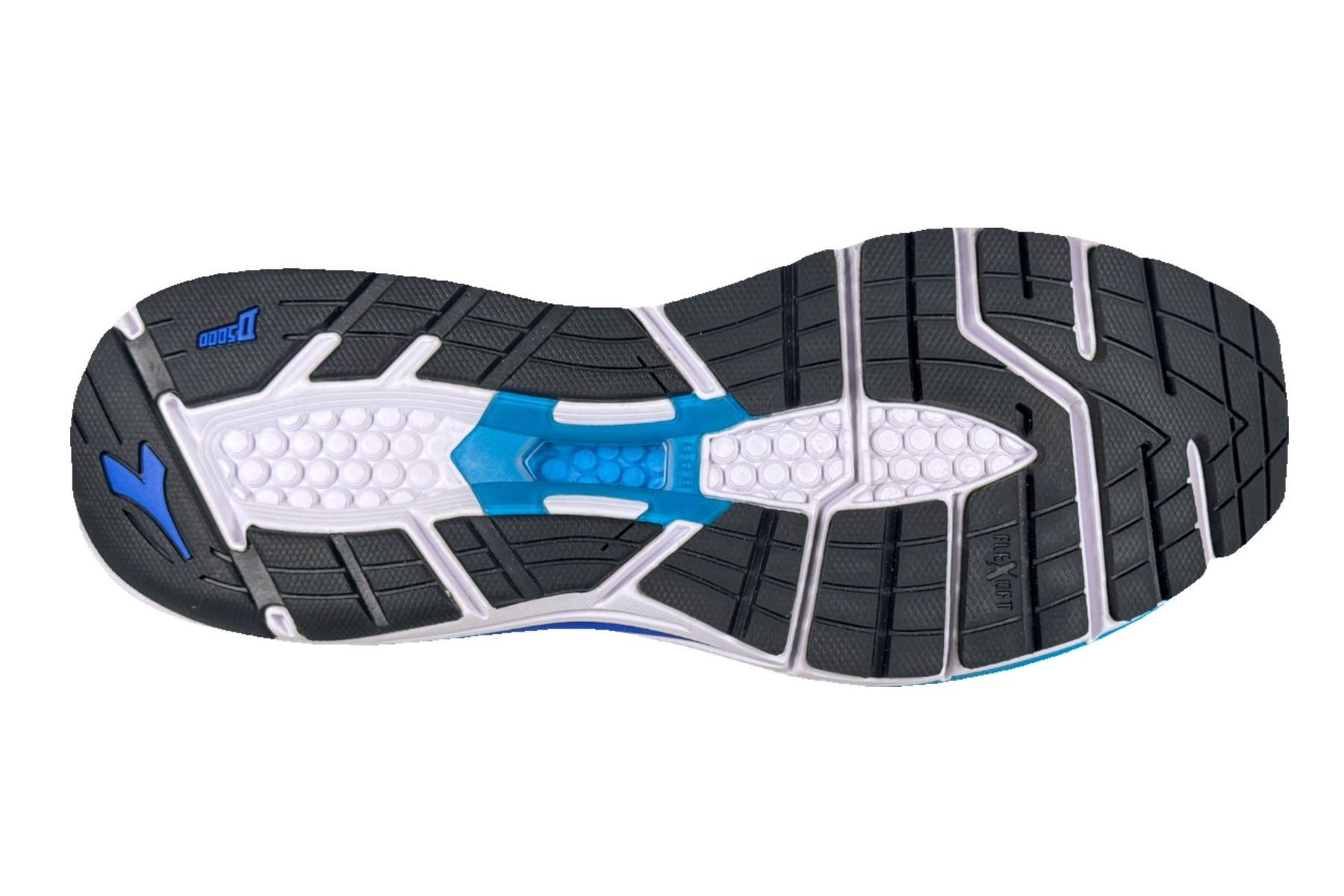 Diadora Mythos Blushield 7 Vortice Men'S Running Shoe – Glacier Grey / Black / Royal Blue 6 Diadora Mythos Blushield 7 Vortice Men's Running Shoe Glacier Grey / Black / Royal Blue – Bottom Outsole View