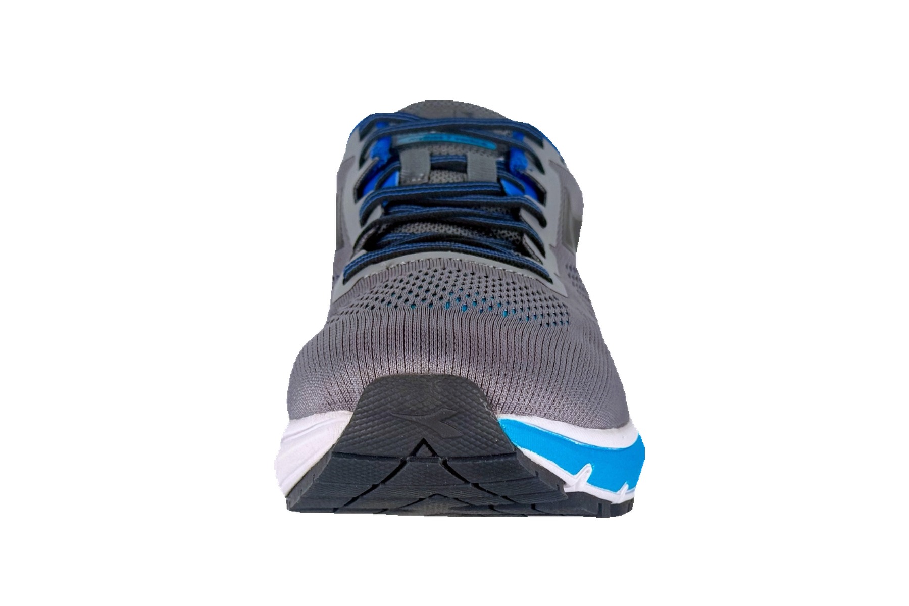 Diadora Mythos Blushield 7 Vortice Men'S Running Shoe – Glacier Grey / Black / Royal Blue 3 Diadora Mythos Blushield 7 Vortice Men's Running Shoe Glacier Grey / Black / Royal Blue – Front Toe View