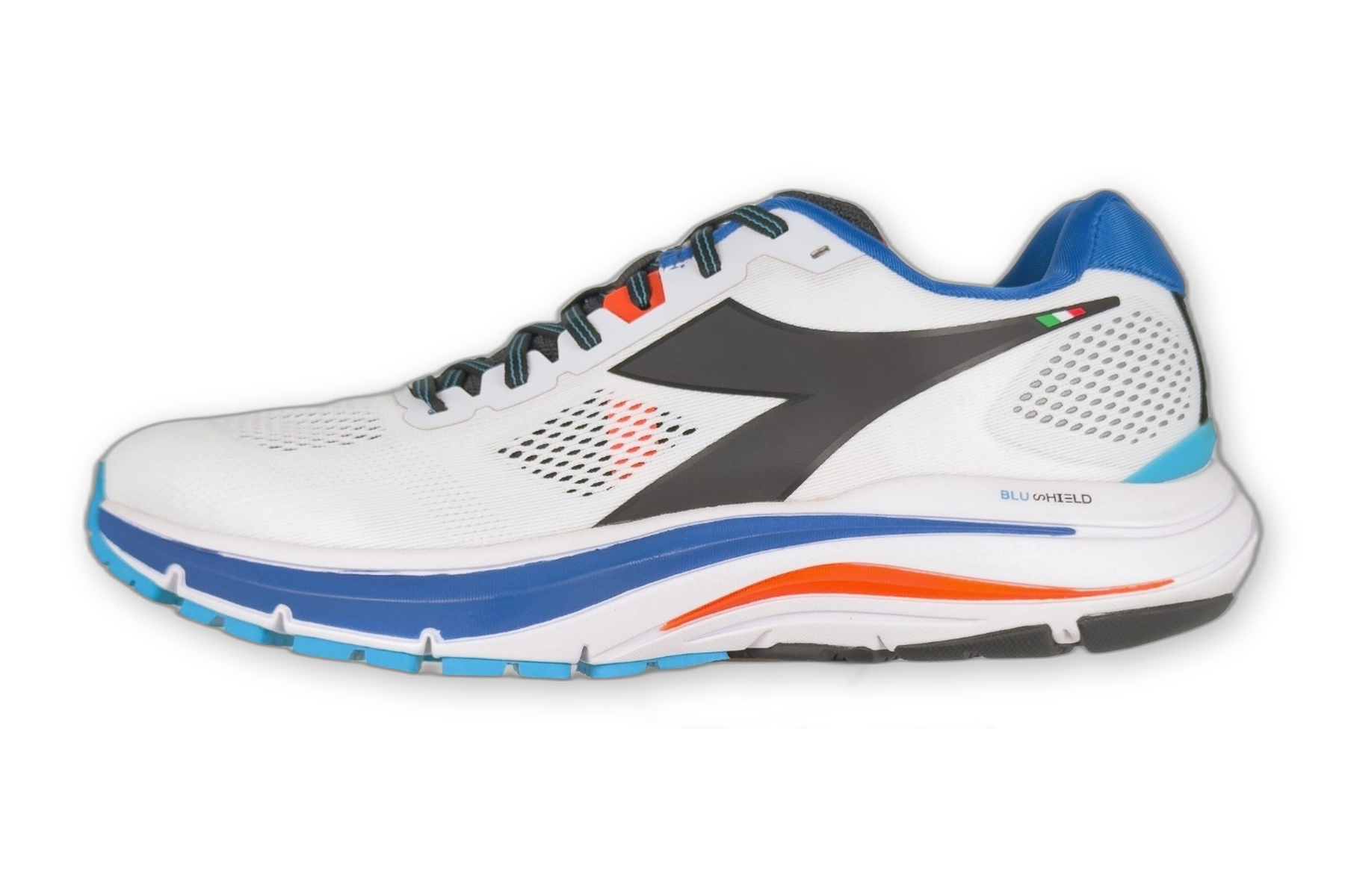 Diadora Nr Mens Mythos Blushield 7 Vortice – White/Blue 1 diadora mythos blushield 7 vortice mens white blue left side view 1