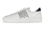 Michael Kors Wilton Grommeted Leather Men's Sneaker Optic White / Navy – Left Side View