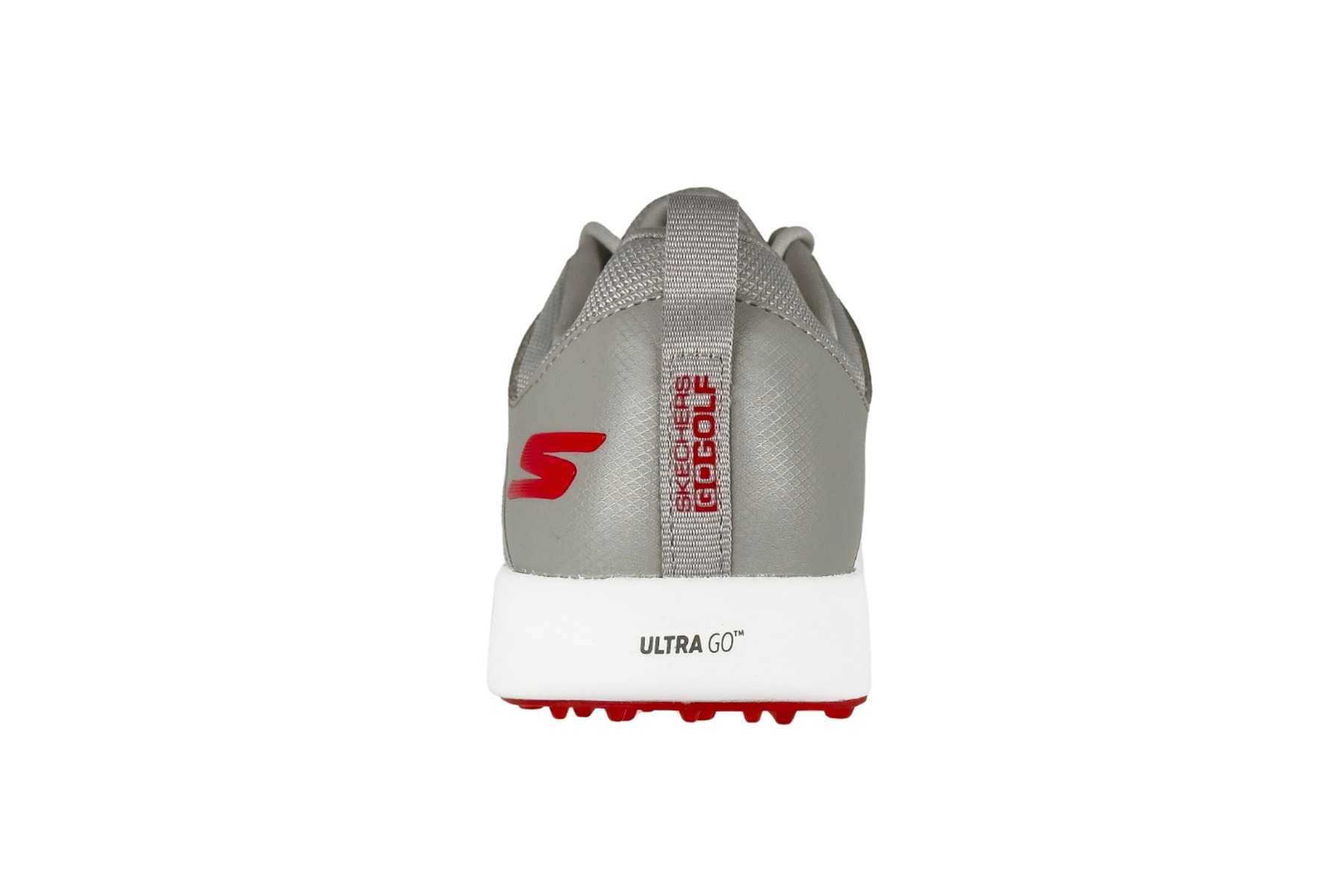 Skechers Men'S Go Golf Elite 4 Victory Spikeless Golf Shoe – Grey / Red 4 Skechers Go Golf Elite 4 Victory Men's Grey / Red – Rear Heel View