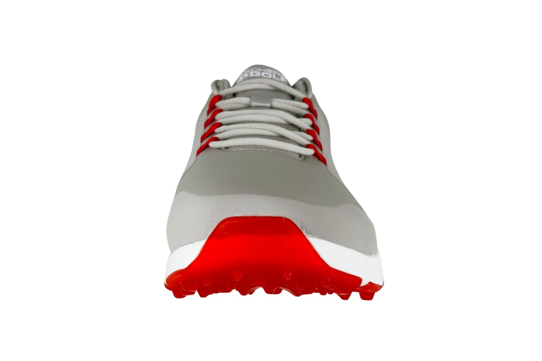 Skechers Men'S Go Golf Elite 4 Victory Spikeless Golf Shoe – Grey / Red 3 Skechers Go Golf Elite 4 Victory Men's Grey / Red – Front Toe View
