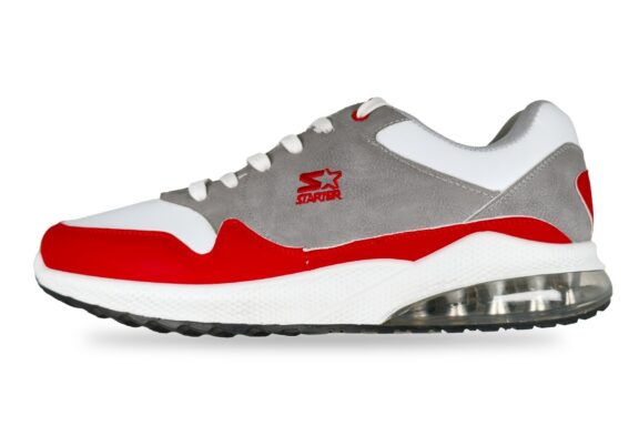 Back To School Sneaker Deals With Free Shipping: Save Big Now! 6 Starter Men's Running Casual Sneaker White Grey Red – Left Side View