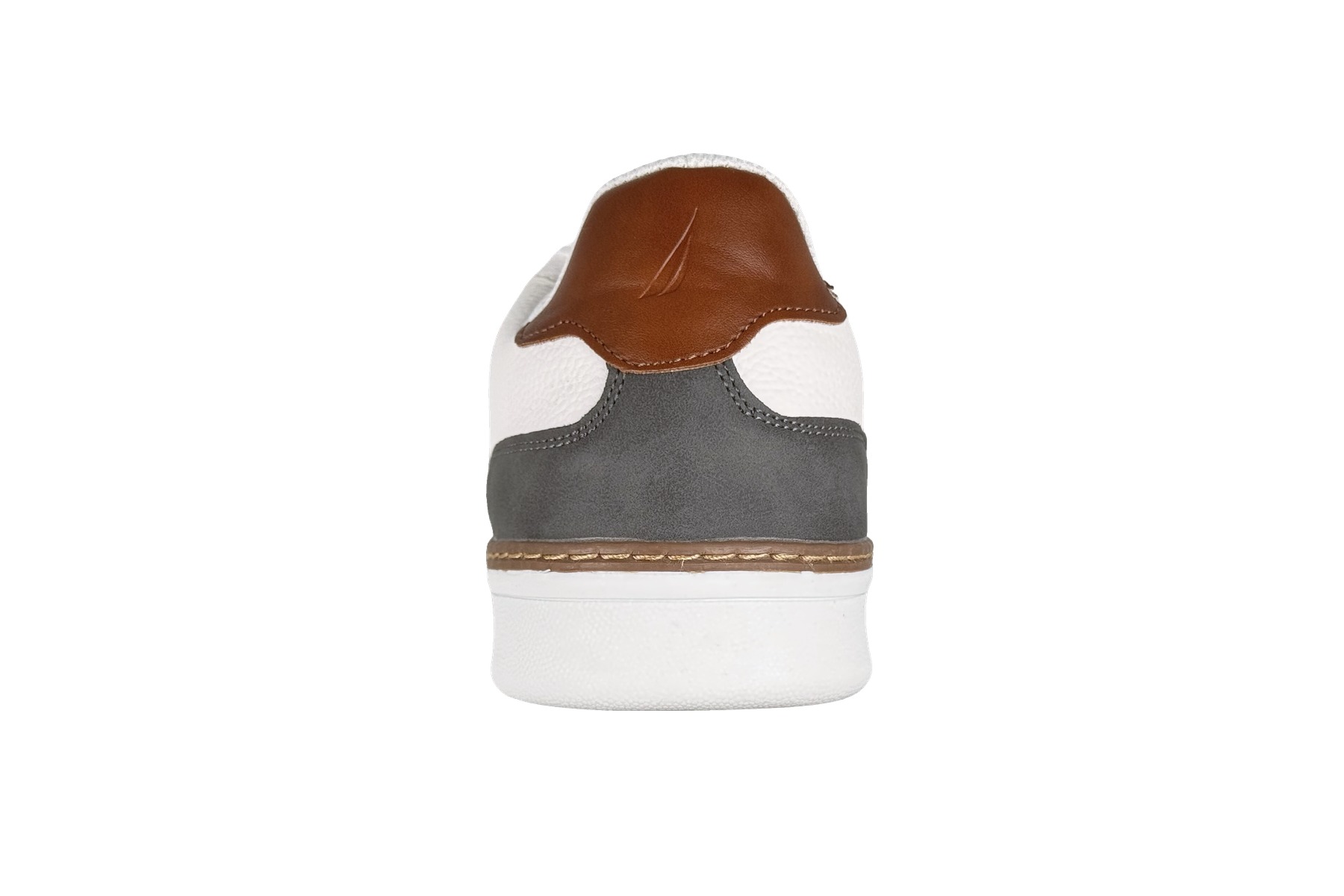 Nautica Hoyt Mens Classic Lace Up Casual Sneakers — White Grey Brown 4 Nautica Hoyt Mens Classic Lace Up Casual Sneakers white grey brown back view