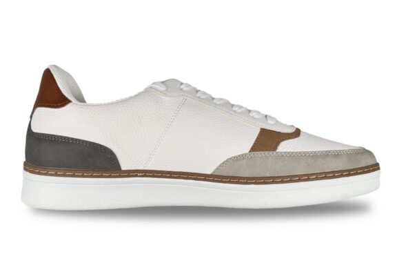Nautica Hoyt Mens Classic Lace Up Casual Sneakers white grey brown right side view
