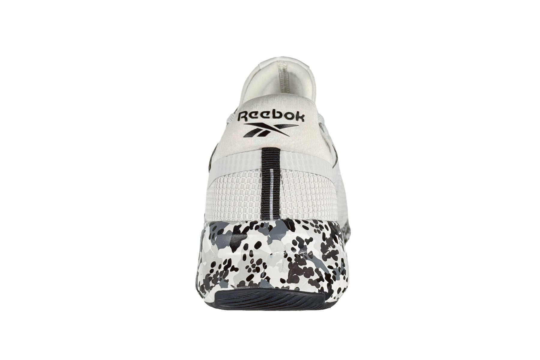 Reebok Mens Flash Film Galaxy 5 Training Sneakers Grey White Black 4 Reebok Flash Film Galaxy 5 Men's Sneaker Grey White Black – Rear Heel View