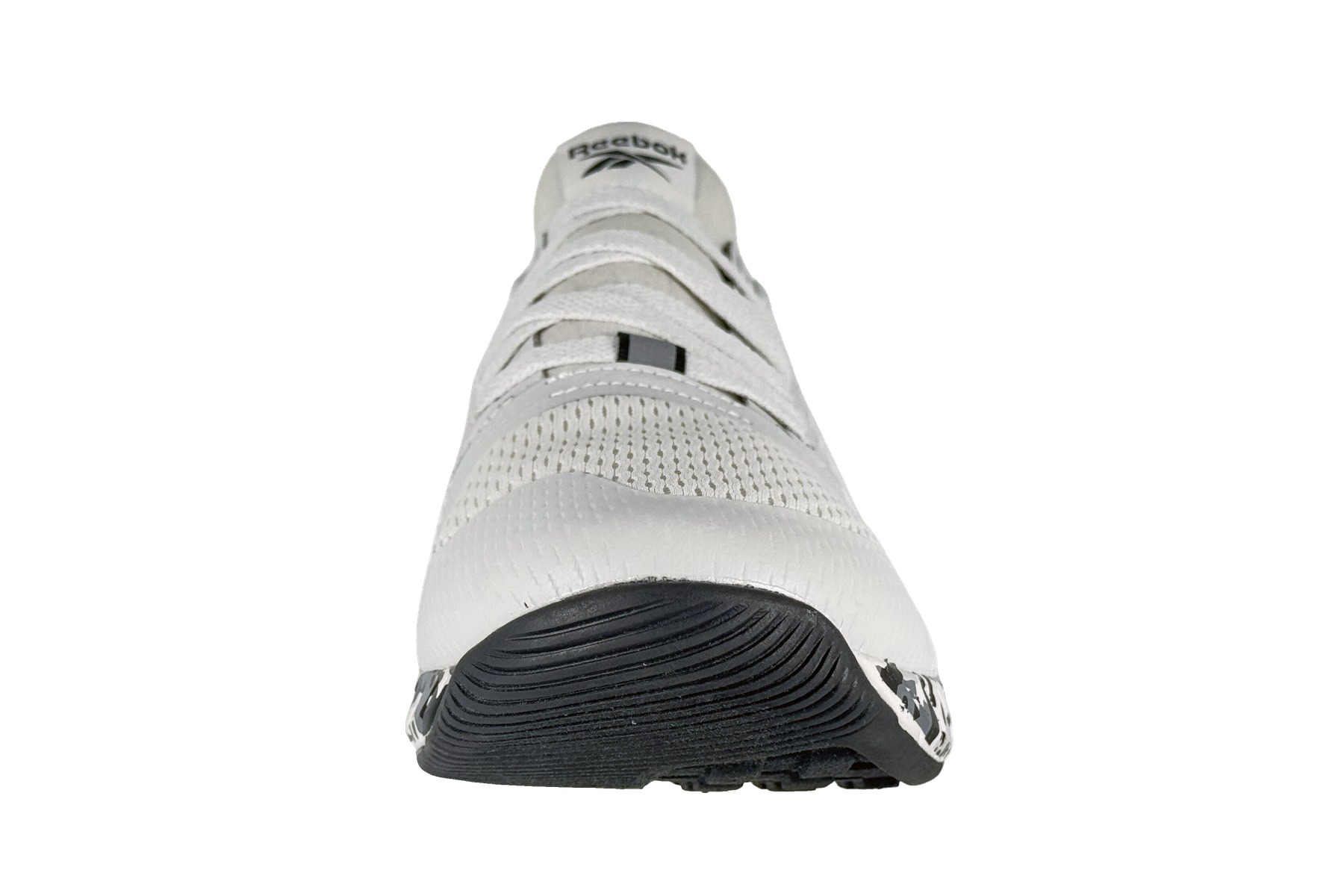 Reebok Mens Flash Film Galaxy 5 Training Sneakers Grey White Black 3 Reebok Flash Film Galaxy 5 Men's Sneaker Grey White Black – Front Toe View