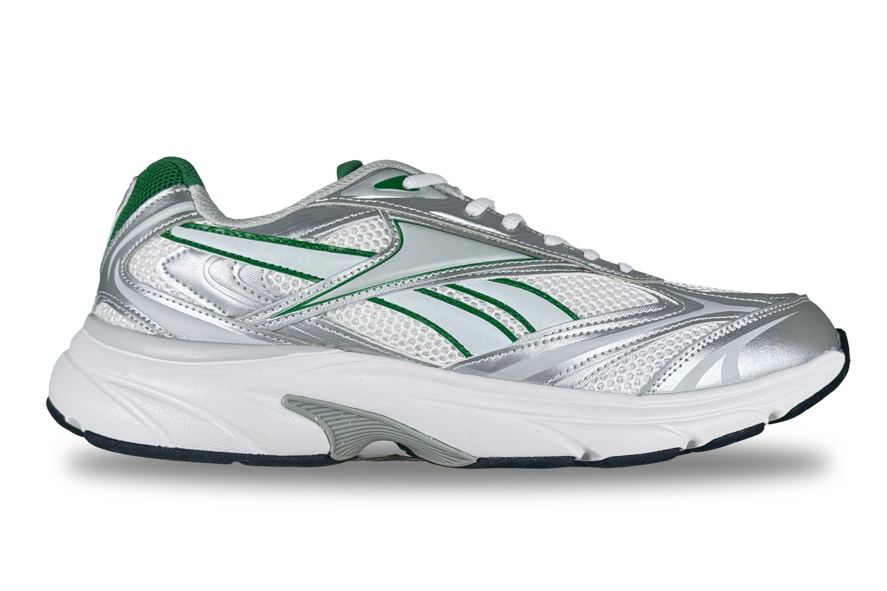 Reebok Mens Belwave Sneakers — White Silver Green 2 Reebok Mens Belwave Sneakers White Silver Green — right view