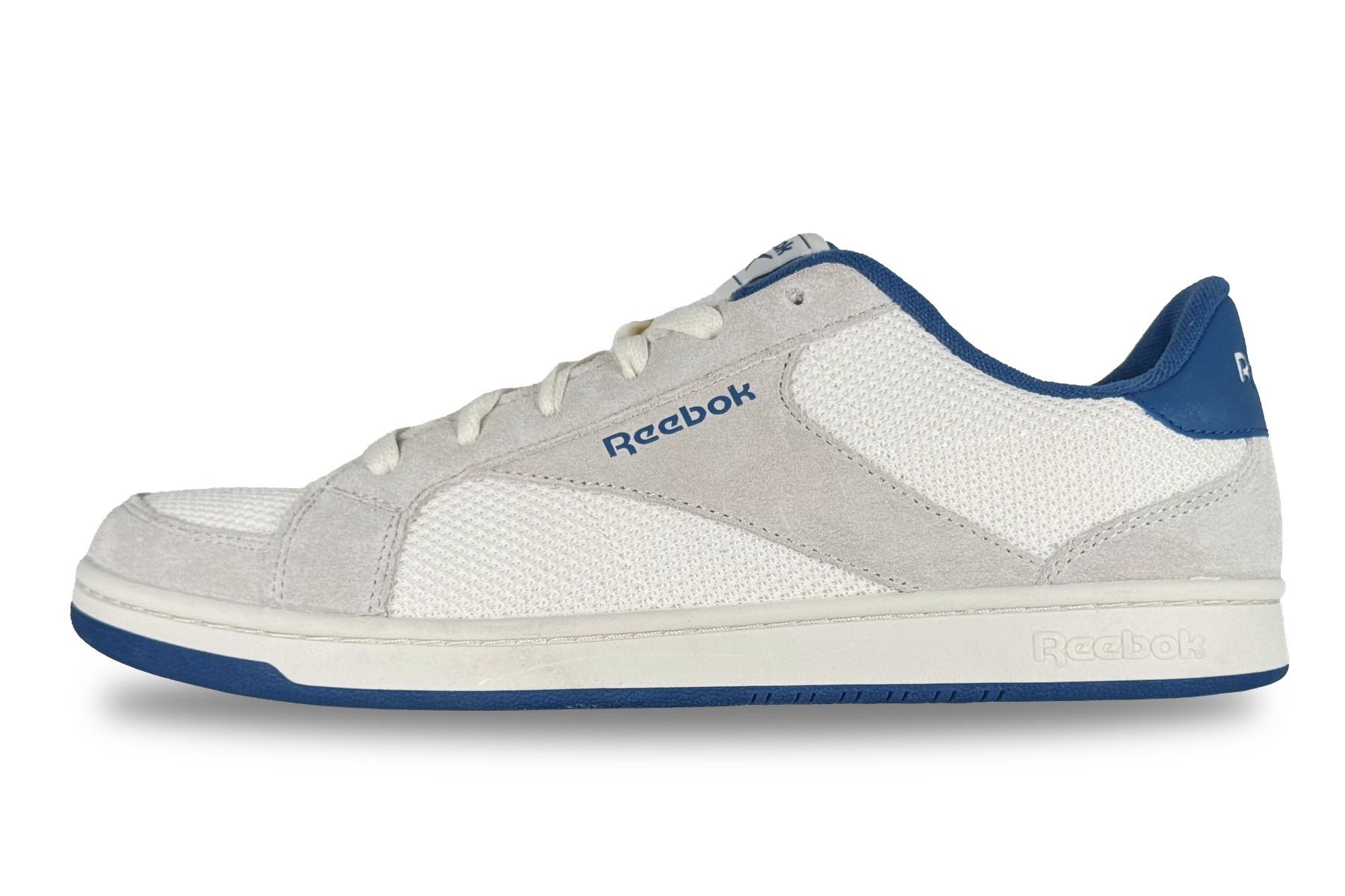 Reebok Mens Royal Transport Tx Sneakers — White Grey Beige 1 Reebok Mens Royal Transport TX Sneakers white grey beige - left view