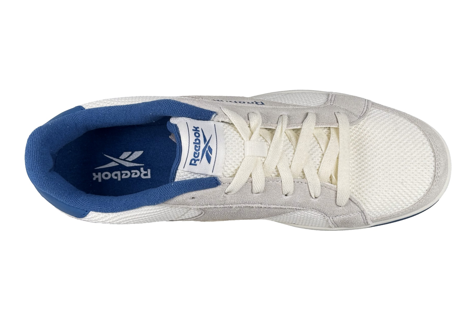 Reebok Mens Royal Transport Tx Sneakers — White Grey Beige 5 Reebok Mens Royal Transport TX Sneakers white grey beige - top view