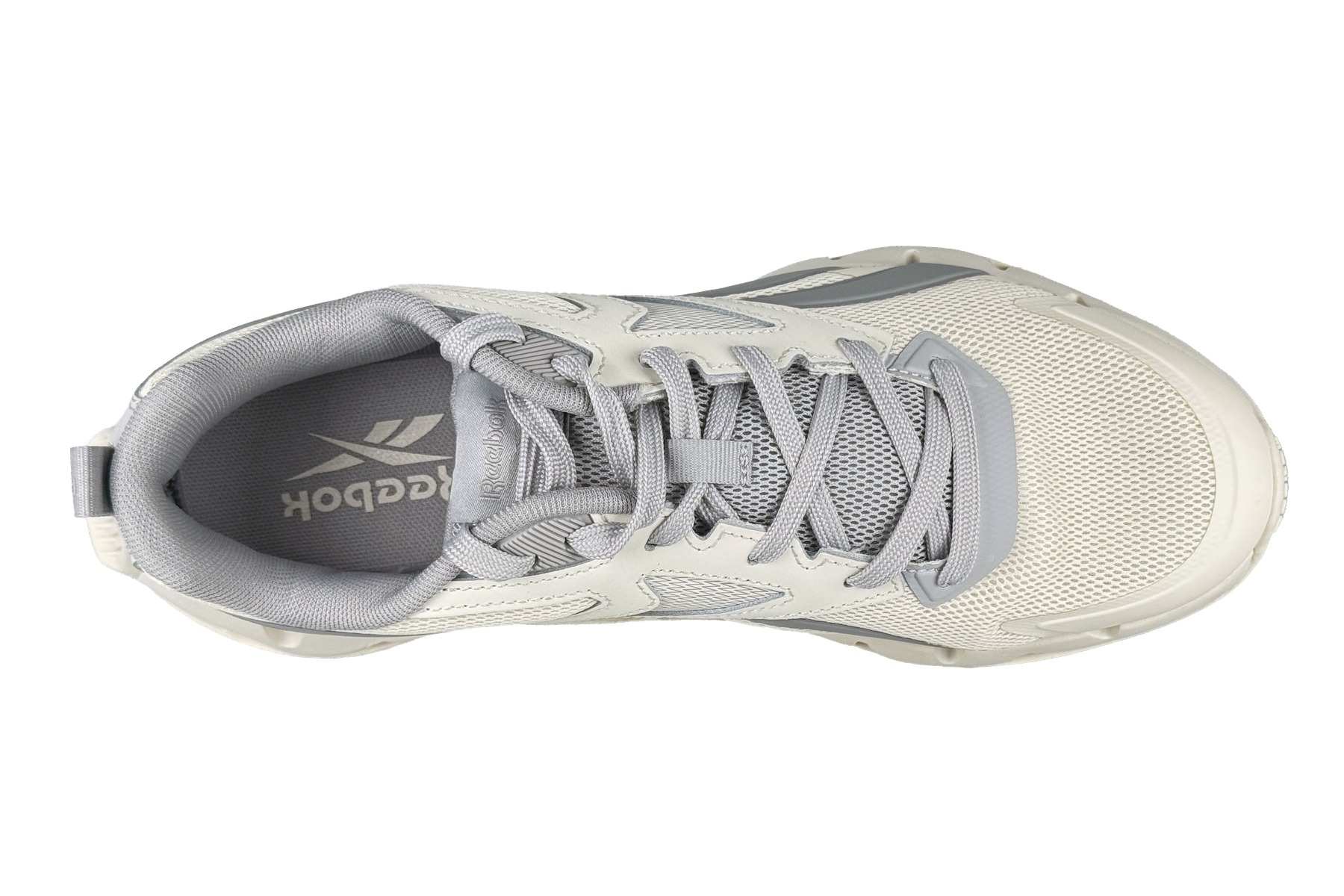 Reebok Mens Zig Kinetica Sneakers — White Grey Beige 5 reebok zig kinetica sneakers white grey beige top