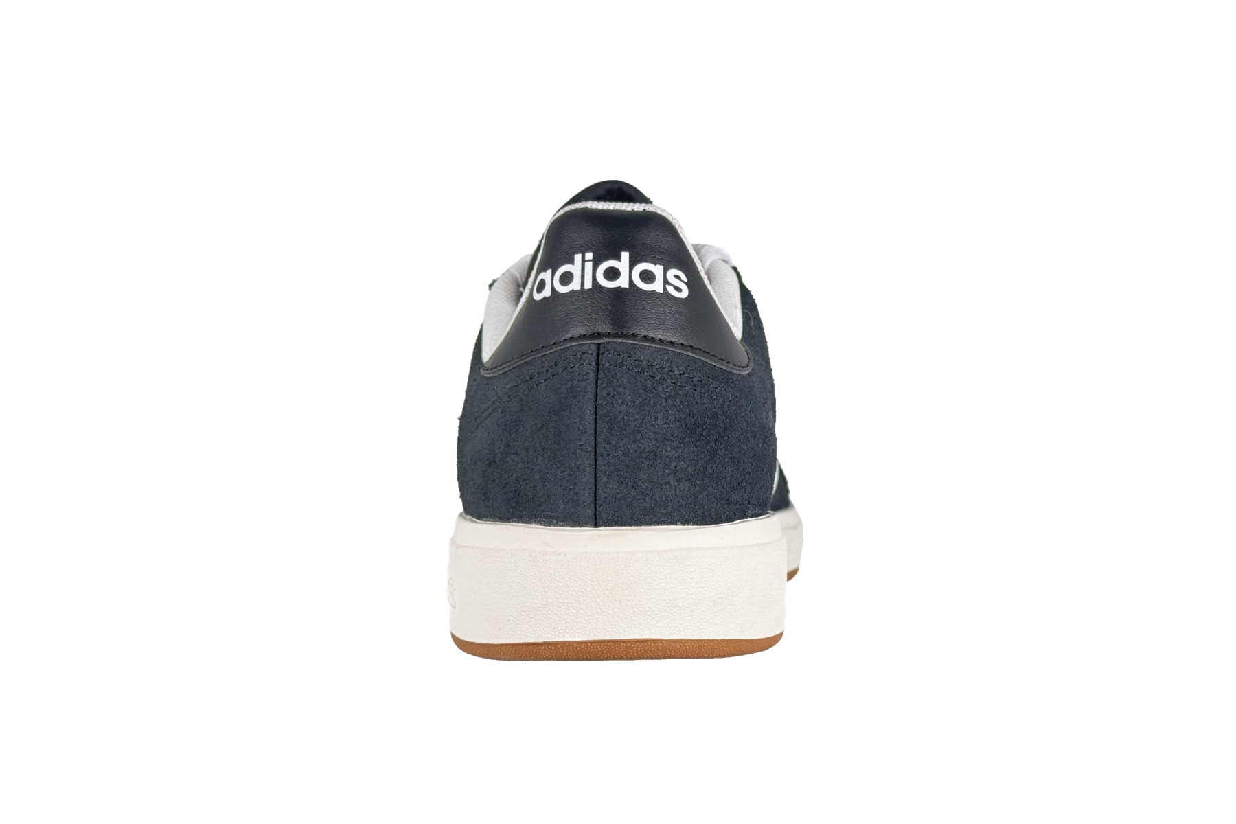 Adidas Grand Court Base 00 Men'S Sneaker – Black White Gum 4 Adidas Grand Court Base 00 Men's Sneaker Black White Gum – Rear Heel View