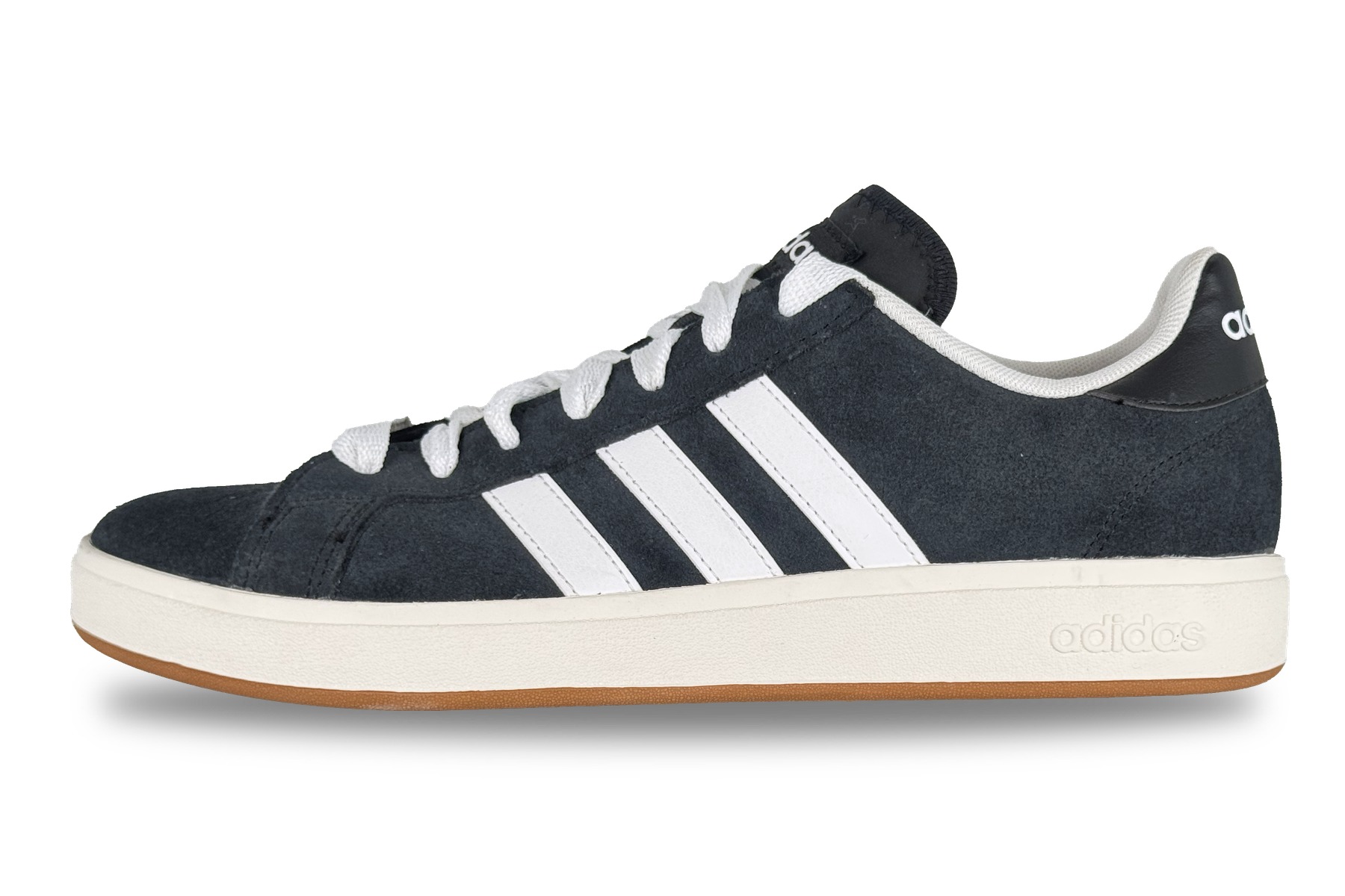 Adidas Grand Court Base 00 Men'S Sneaker – Black White Gum 1 Adidas Grand Court Base 00 Men's Sneaker Black White Gum – Left Side View