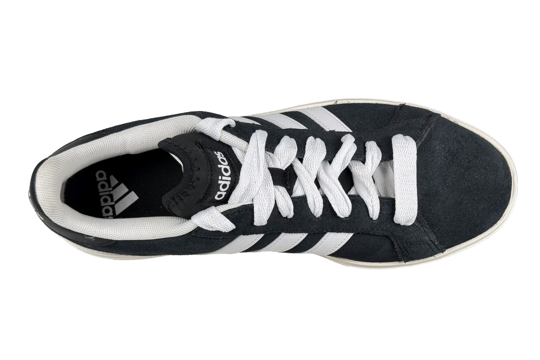 Adidas Grand Court Base 00 Men'S Sneaker – Black White Gum 5 Adidas Grand Court Base 00 Men's Sneaker Black White Gum – Top Overhead View