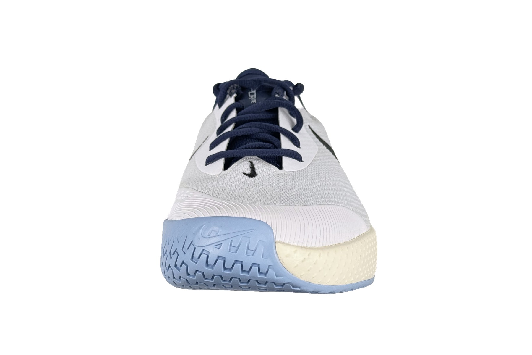 Nike Mens Vapor Lite 3 Tennis Sneakers White Blue 3 Nike Vapor Lite 3 Men's Sneaker White / Blue – Front Toe View