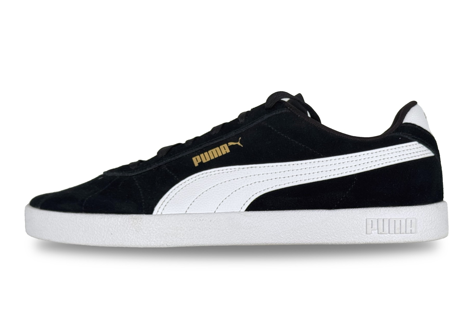 Puma Club Ii Suede Men'S Sneaker – Puma Black / White / Gold 1 Puma Club II Suede Men's Sneaker Puma Black / White / Gold – Left Side View
