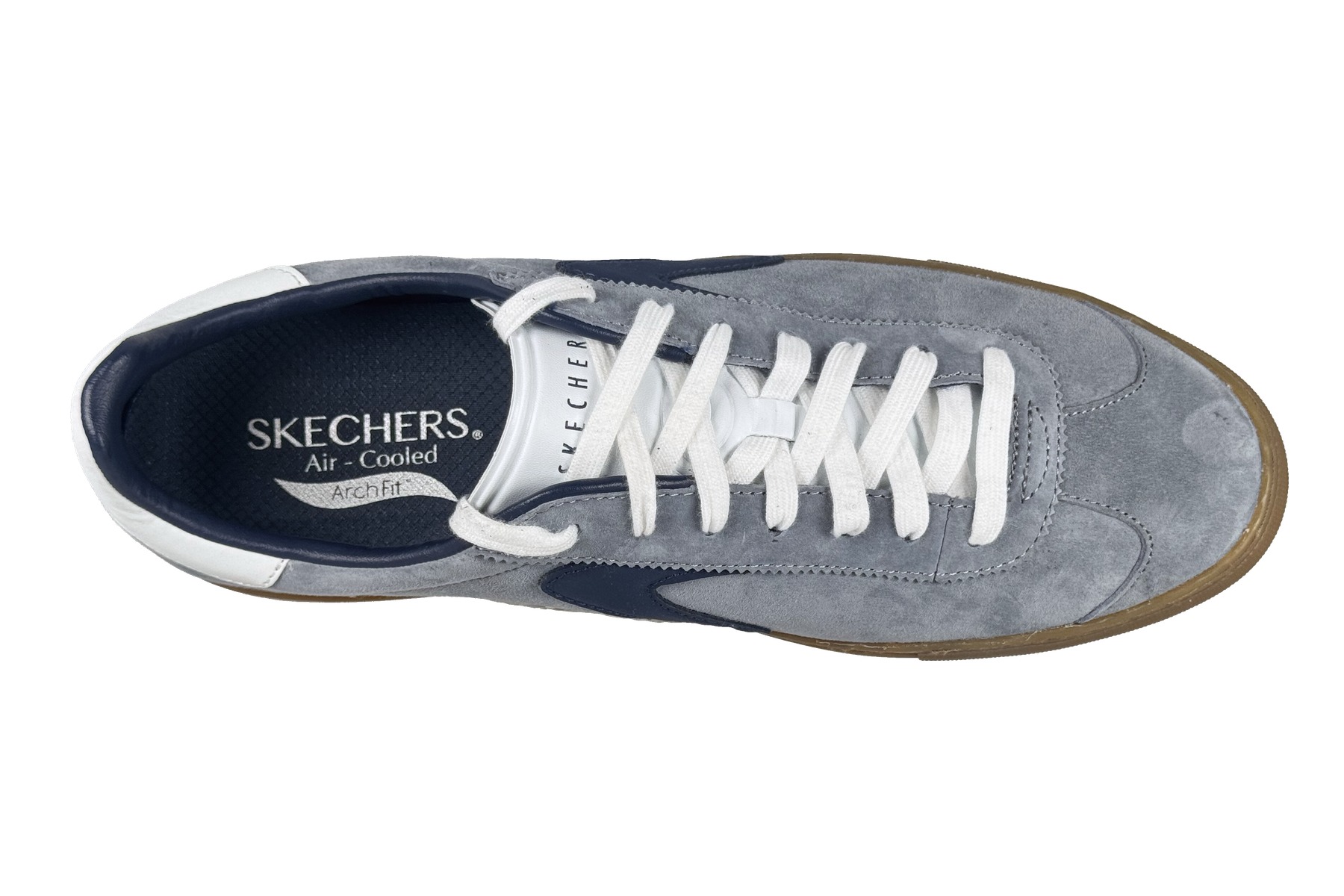 Skechers Mens Arch Fit Legend Romah Sneakers Blue Grey 5 Skechers Arch Fit Legend Romah Men's Sneaker Blue / Grey – Top Overhead View