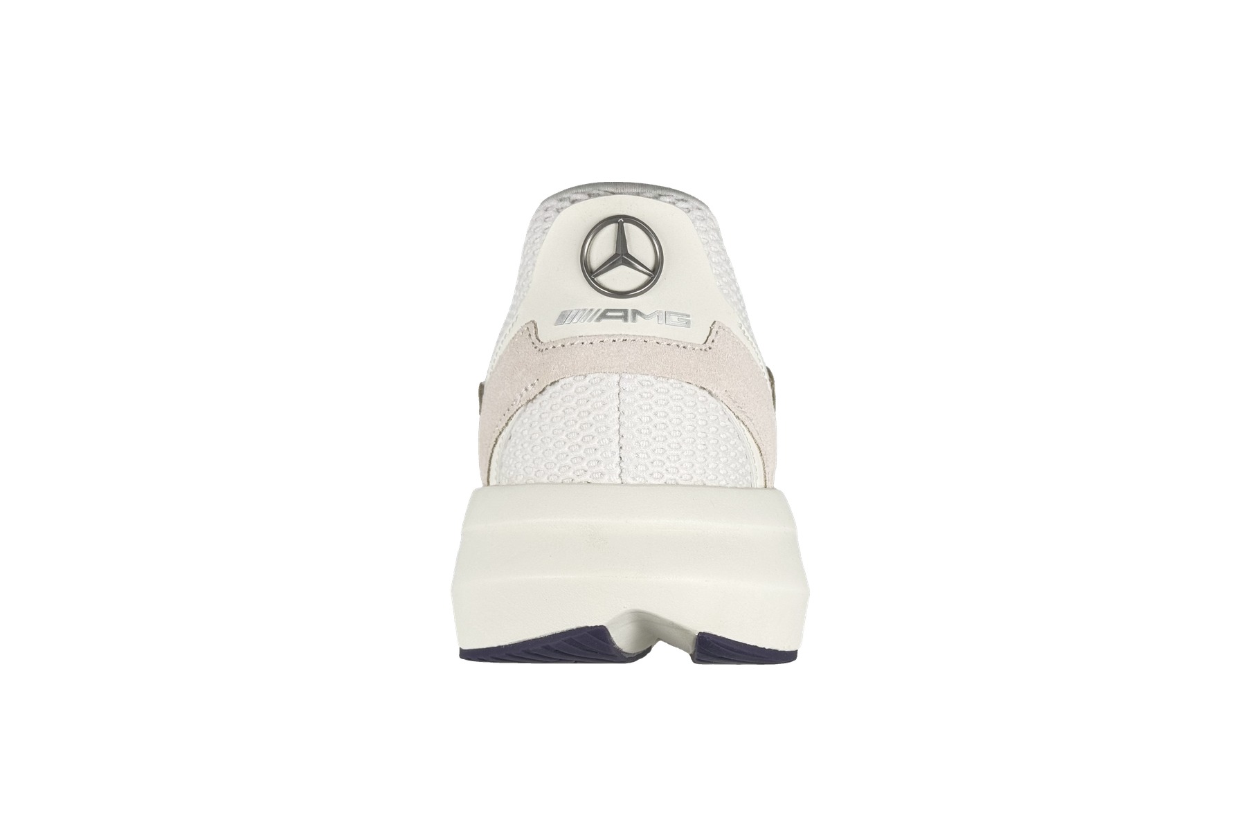 Adidas Mercedes Amg Petronas F1 Team Lighting Blaze Men'S Sneaker – White / Powder Plum 4 Adidas Mercedes AMG Petronas F1 Team Lighting Blaze Men's Sneaker White / Powder Plum – Rear Heel View