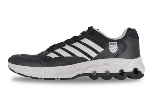Clearance Warehouse For Brand Name Sneakers 1 K-Swiss Tubes Lightweight Men's Sneaker Black White – Left Side View