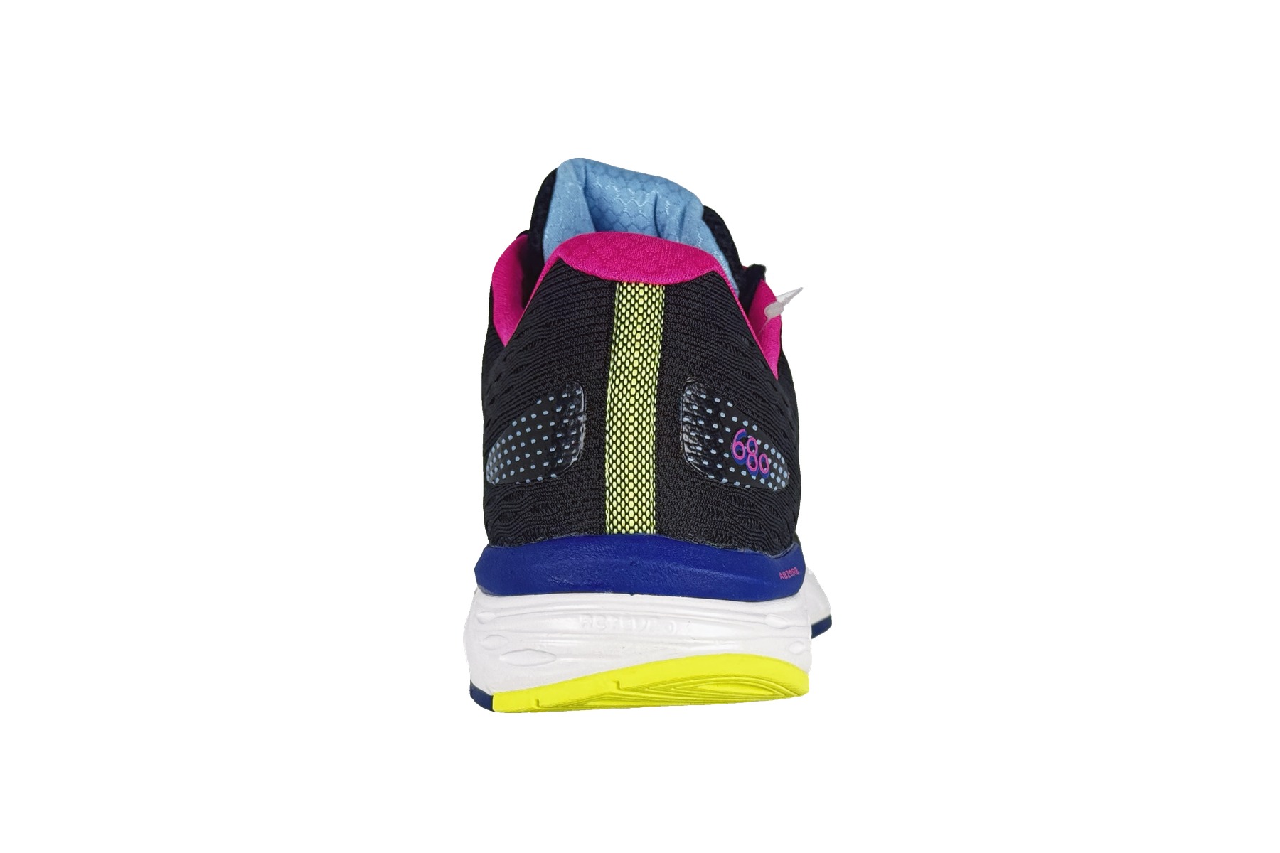 New Balance 680V6 Women'S Sneaker – Black / Peony 4 New Balance 680v6 Women's Sneaker Black / Peony – Rear Heel View