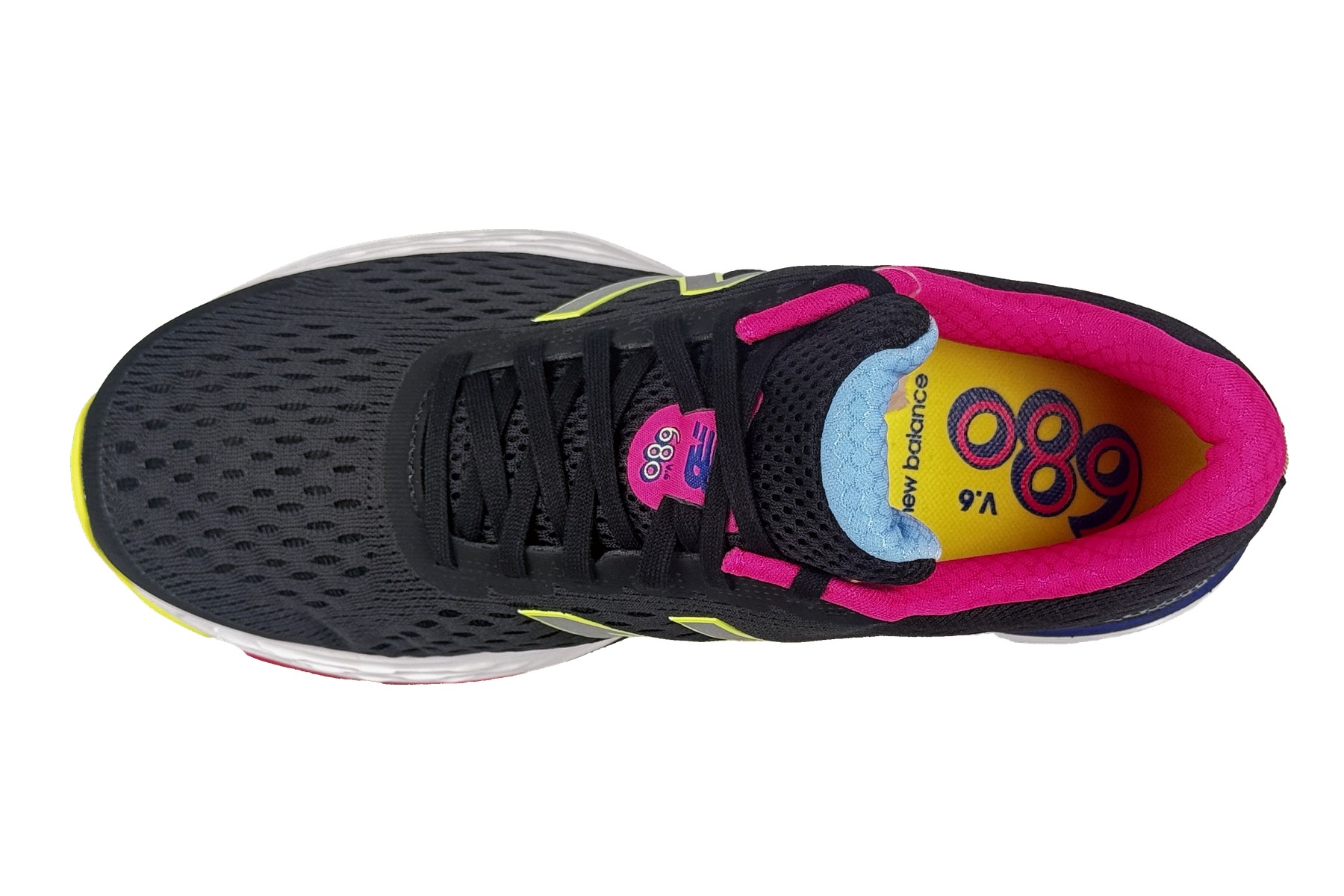 New Balance 680V6 Women'S Sneaker – Black / Peony 5 New Balance 680v6 Women's Sneaker Black / Peony – Top Overhead View