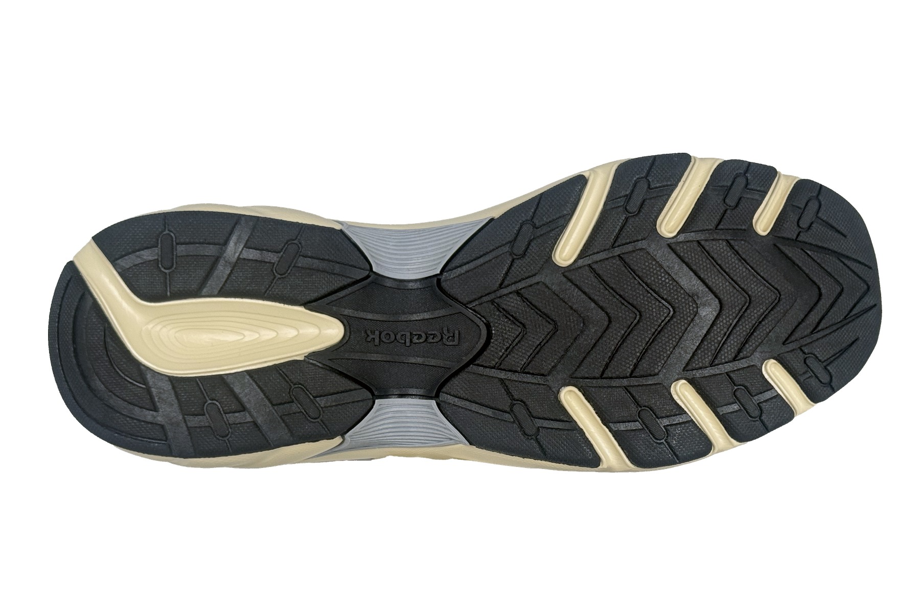 Reebok Belwave Men'S Training Sneaker – Grey / Beige / White 6 Reebok Belwave Men's Sneaker Grey / Beige / White – Bottom Outsole View