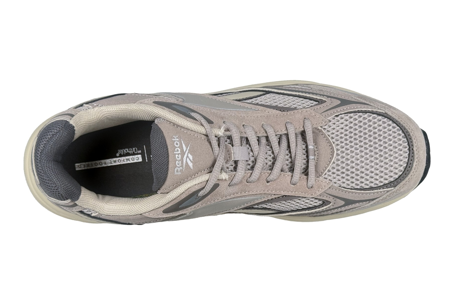 Reebok Belwave Men'S Training Sneaker – Grey / Beige / White 5 Reebok Belwave Men's Sneaker Grey / Beige / White – Top Overhead View