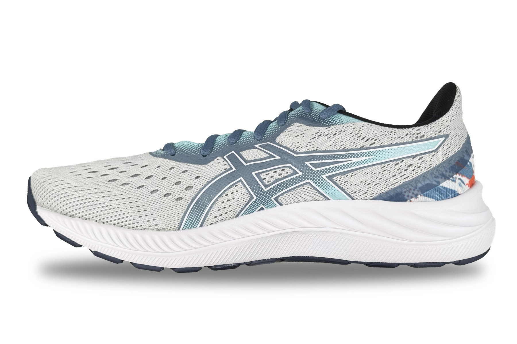 Asics Gel Excite 8 Running Sneaker – Glacier Grey / Thunder Blue 1 Asics Gel Excite 8 Running Sneaker Glacier Grey / Thunder Blue – Left Side View