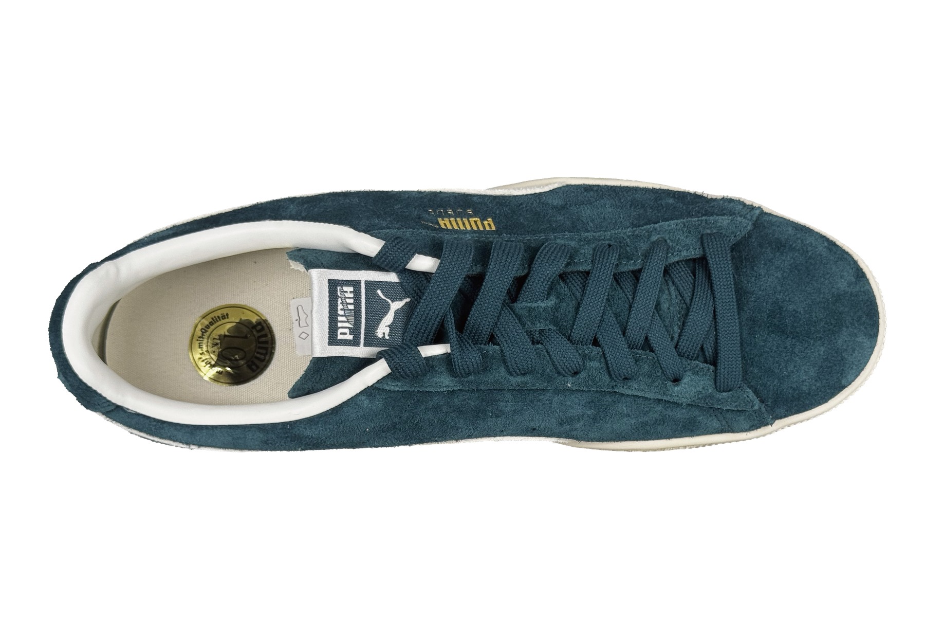 Puma Charles F. Stead Classic Suede Men'S Sneaker – Teal / Ivory White 5 Puma Charles F. Stead Classic Suede Men's Sneaker Teal / Ivory White – Top Overhead View