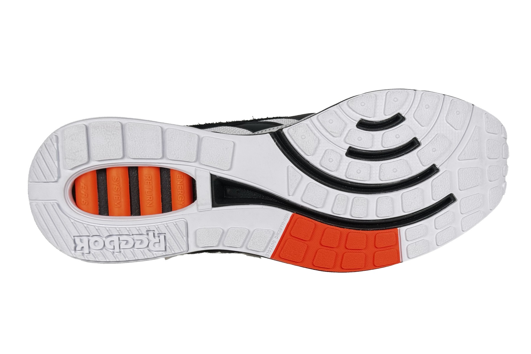Reebok Anuel Aa Ers World Men'S Sneaker – Black / White / Orange 6 Reebok Anuel AA ERS World Men's Sneaker Black / White / Orange – Bottom Outsole View
