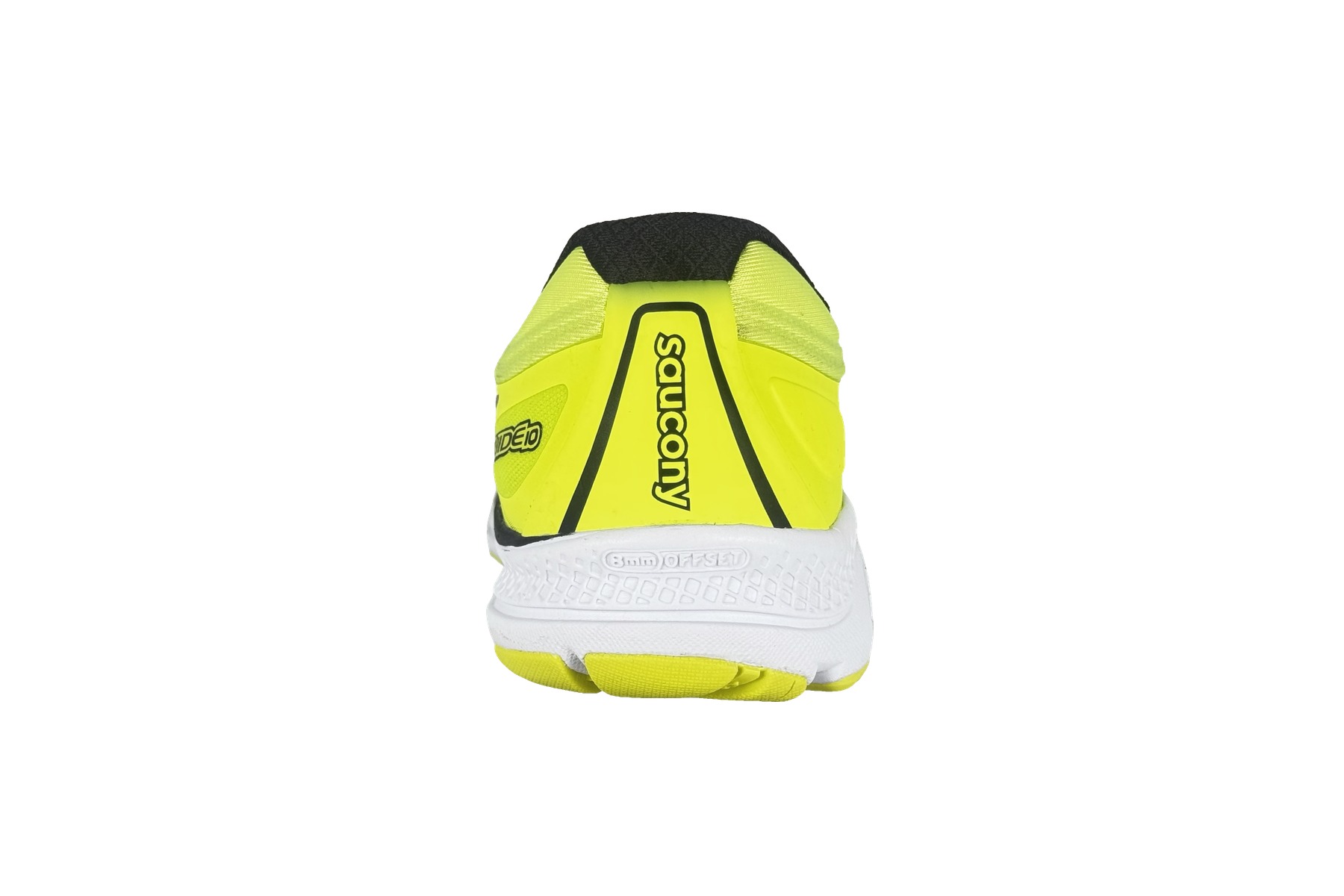 Saucony Guide 10 Men'S Running Sneaker – Citron / Black 4 Saucony Guide 10 Men's Sneaker Citron / Black – Rear Heel View