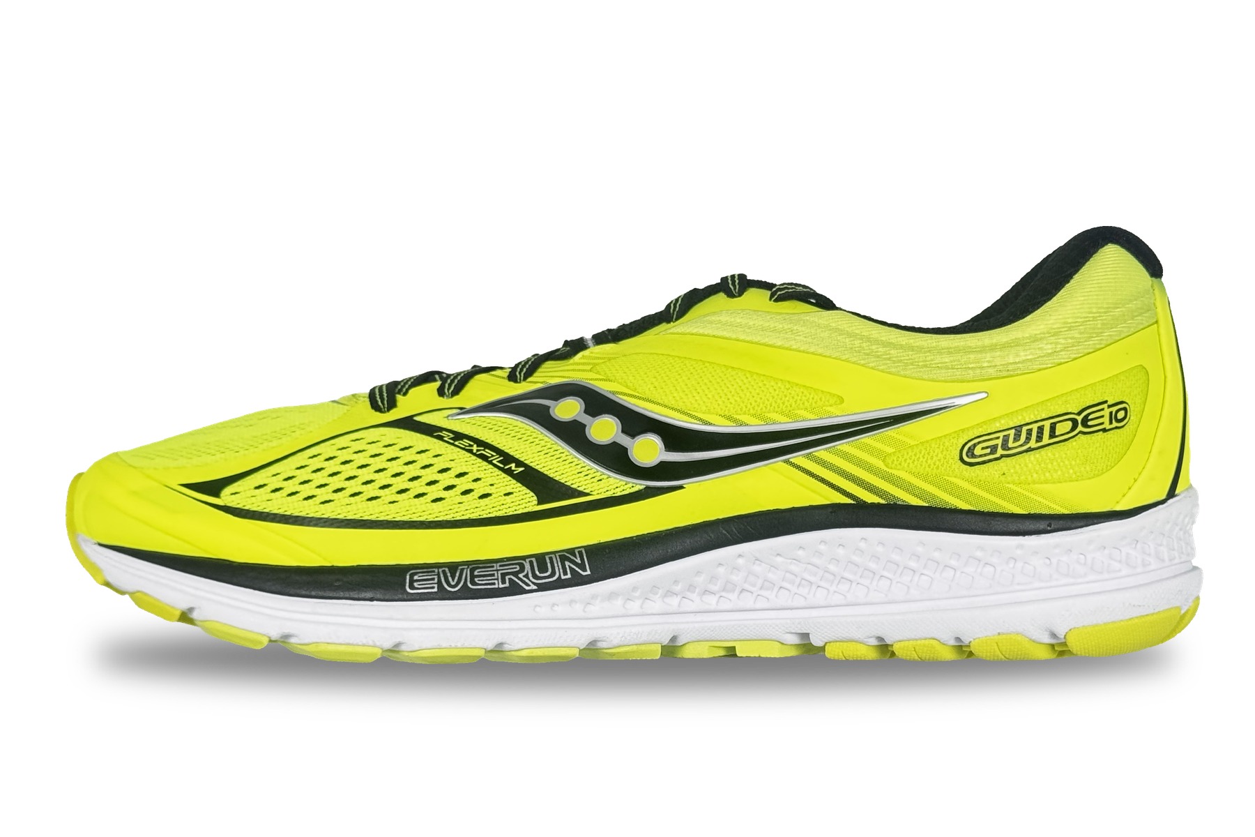 Saucony Guide 10 Men'S Running Sneaker – Citron / Black 1 Saucony Guide 10 Men's Sneaker Citron / Black – Left Side View