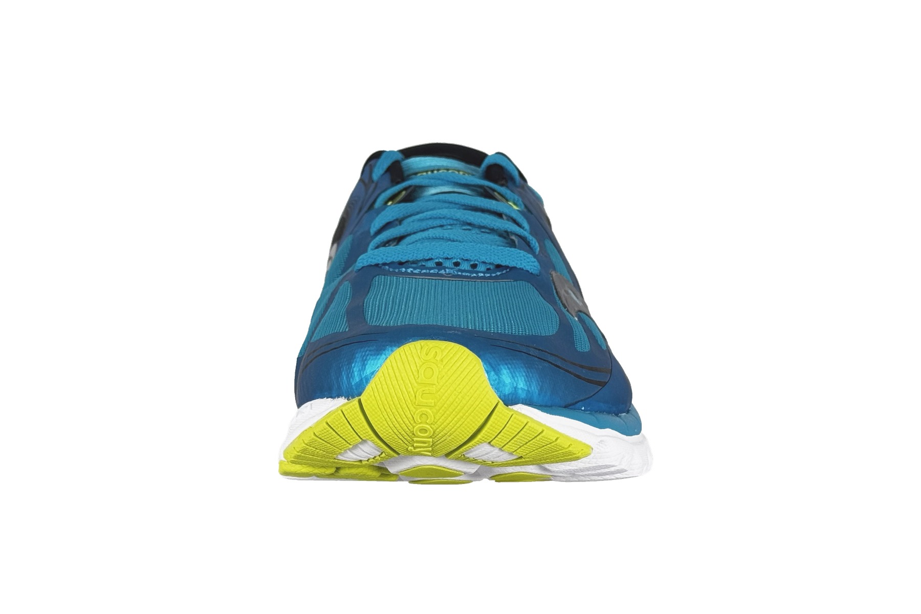 Saucony Kinvara 5 Men'S Running Sneaker – Blue / Black / Citron 3 Saucony Kinvara 5 Men's Sneaker Blue / Black / Citron – Front Toe View