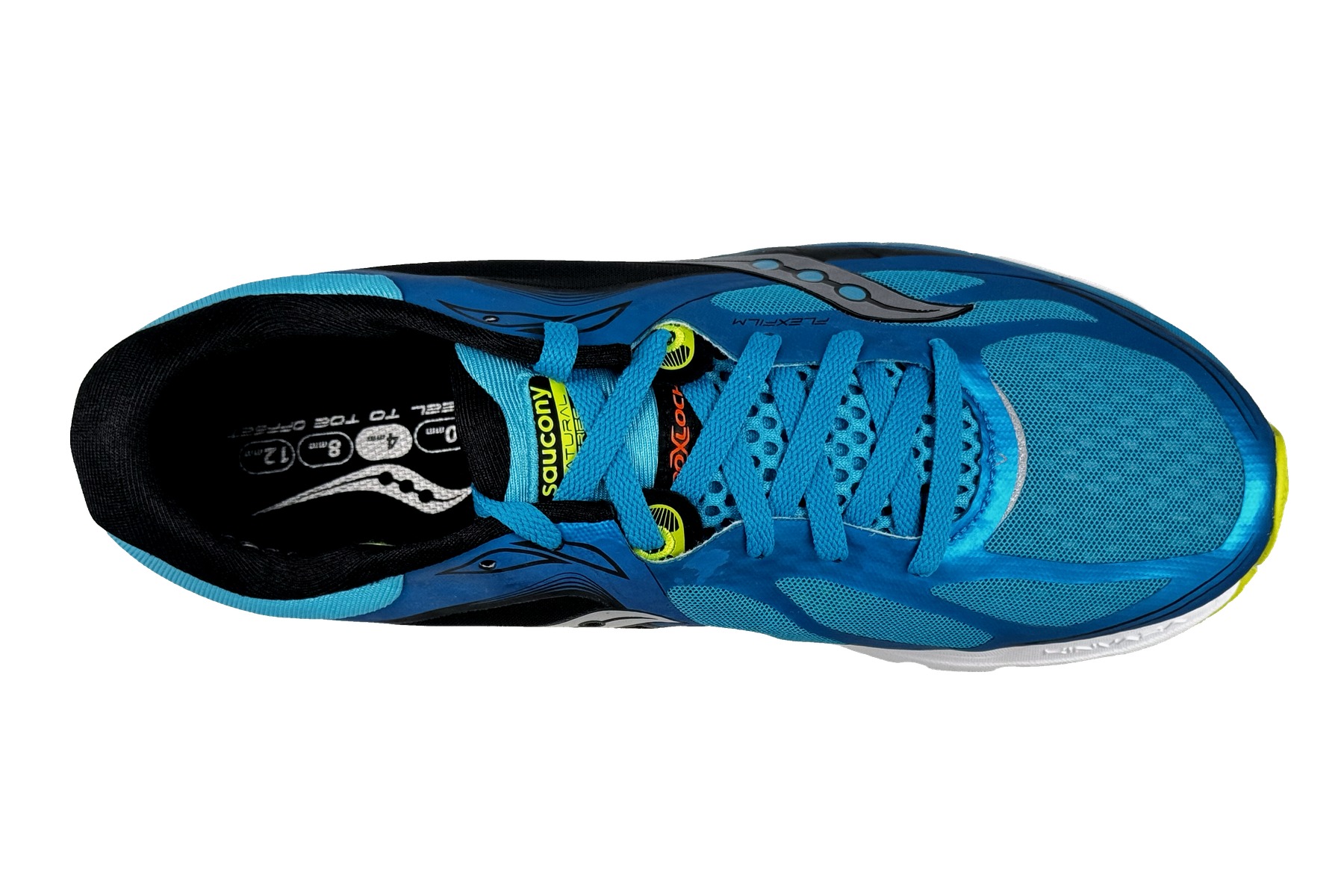 Saucony Kinvara 5 Men'S Running Sneaker – Blue / Black / Citron 5 Saucony Kinvara 5 Men's Sneaker Blue / Black / Citron – Top Overhead View
