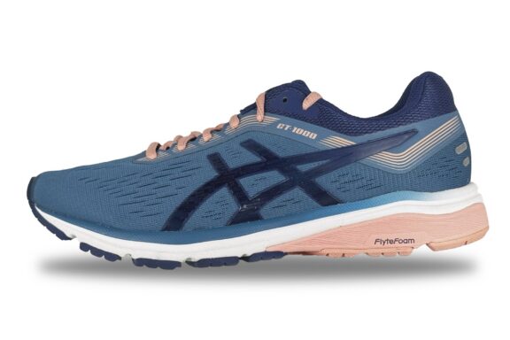 Asics GT-1000 7 Women's Running Sneaker Azure Blue / Pink – Left Side View