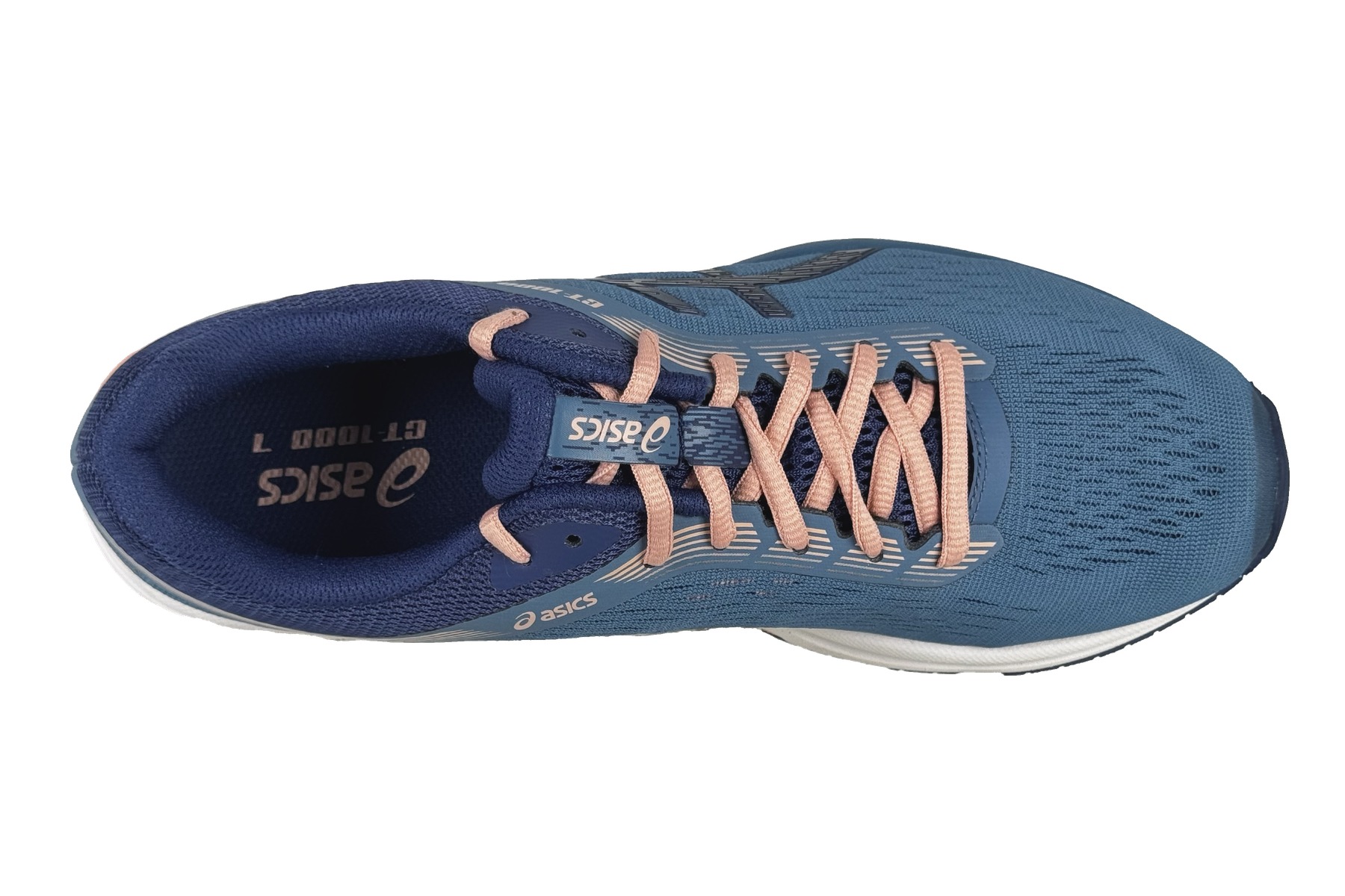 Asics Gt-1000 7 Women'S Running Sneaker – Azure Blue / Pink 5 Asics GT-1000 7 Women's Running Sneaker Azure Blue / Pink – Top Overhead View