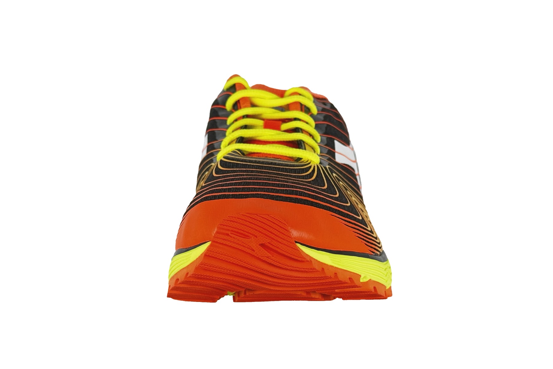 Diadora Mythos Blushield Fly Men'S Running Shoe – Orange / Black / Yellow 3 Diadora Mythos Blushield Fly Men's Sneaker Orange / Black / Yellow – Front Toe View