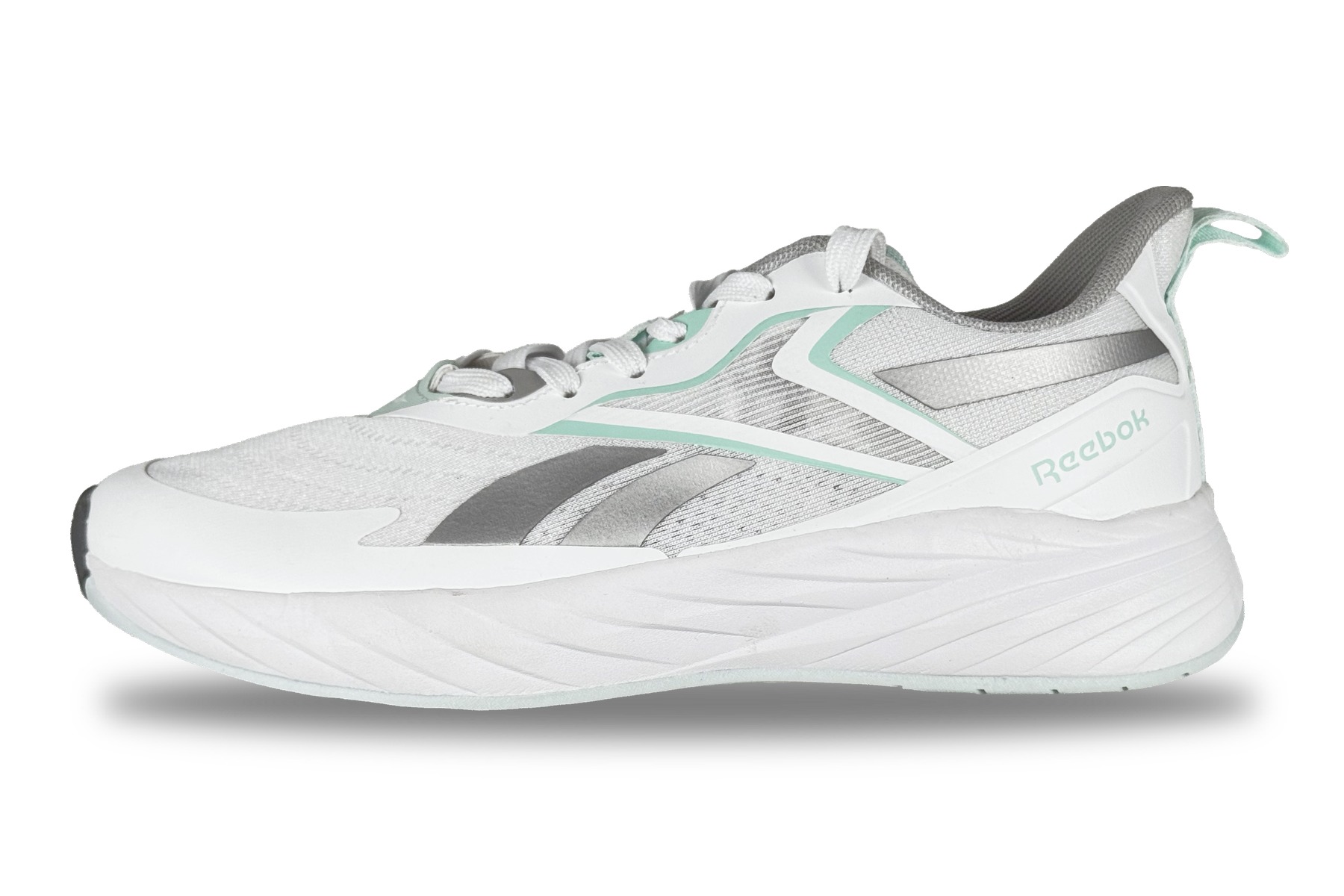 Reebok Verse Women'S Running Sneaker – White / Aqua / Grey 1 Reebok Verse Women's Sneaker White / Aqua / Grey – Left Side View