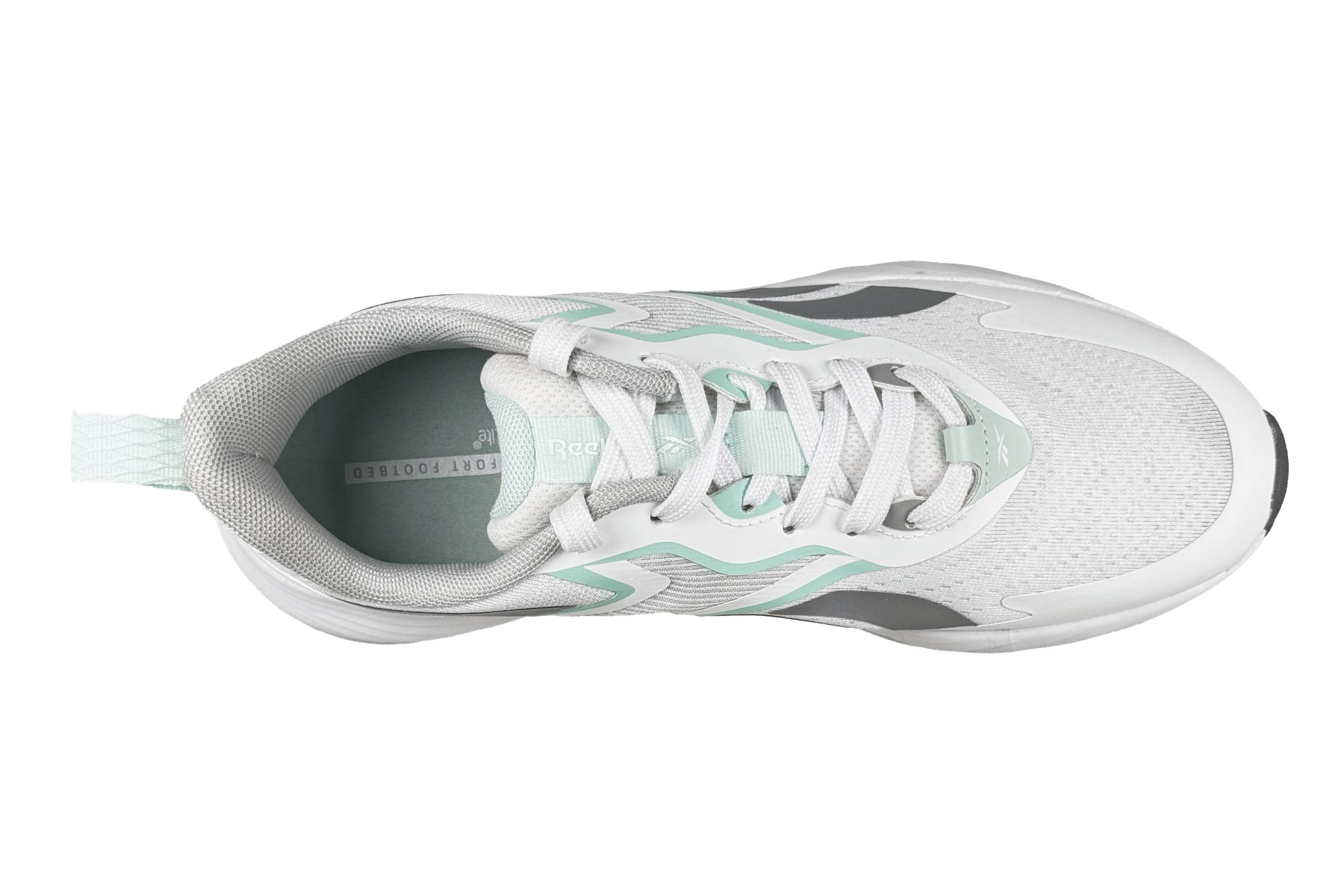 Reebok Verse Women'S Running Sneaker – White / Aqua / Grey 5 Reebok Verse Women's Sneaker White / Aqua / Grey – Top Overhead View