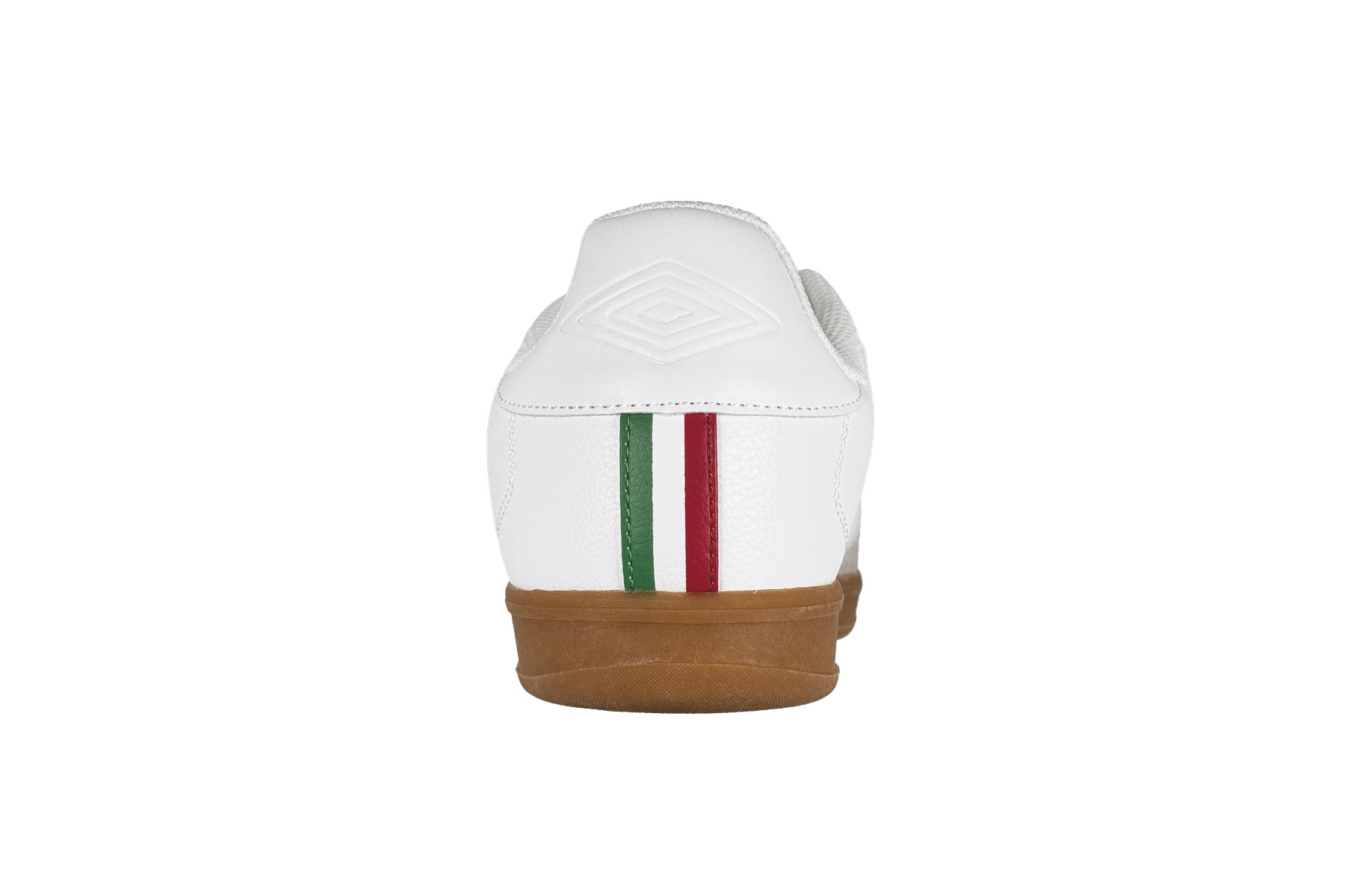 Umbro Tx Men'S Soccer Sneakers - White / Red / Green / Gum 4 Umbro TX Men's Sneaker White / Red / Green / Gum - Rear Heel View